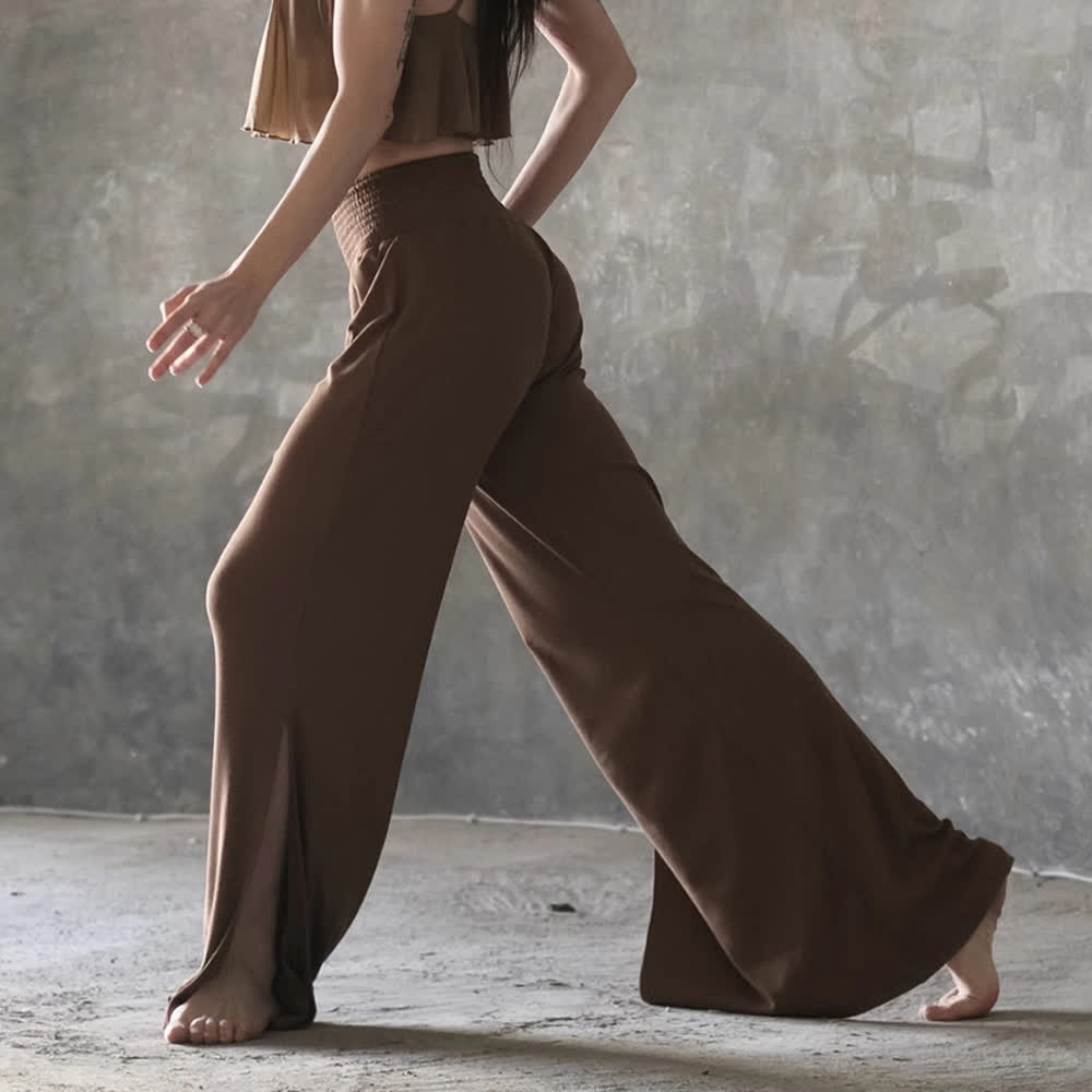 Pantaloni da yoga con spacchi a vita alta e gamba larga in cotone Olivenorma - image 5