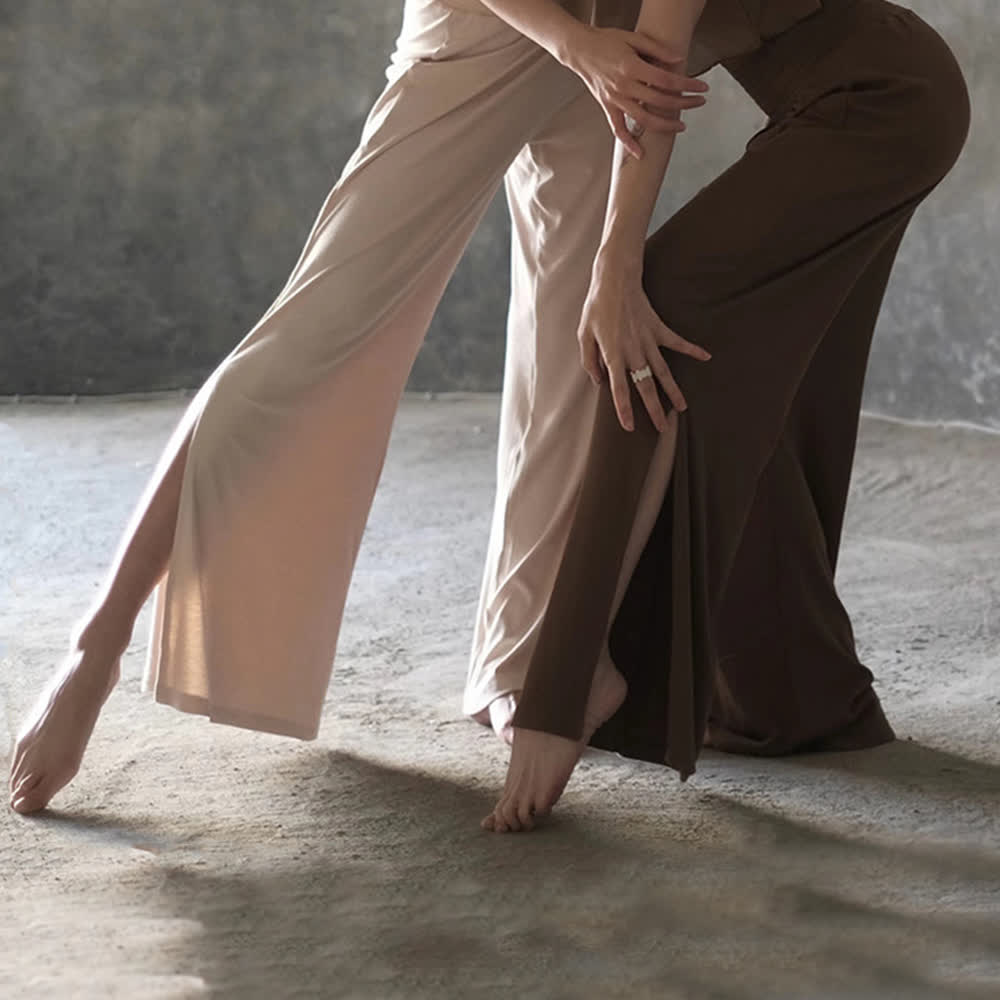 Pantaloni da yoga con spacchi a vita alta e gamba larga in cotone Olivenorma - image 9