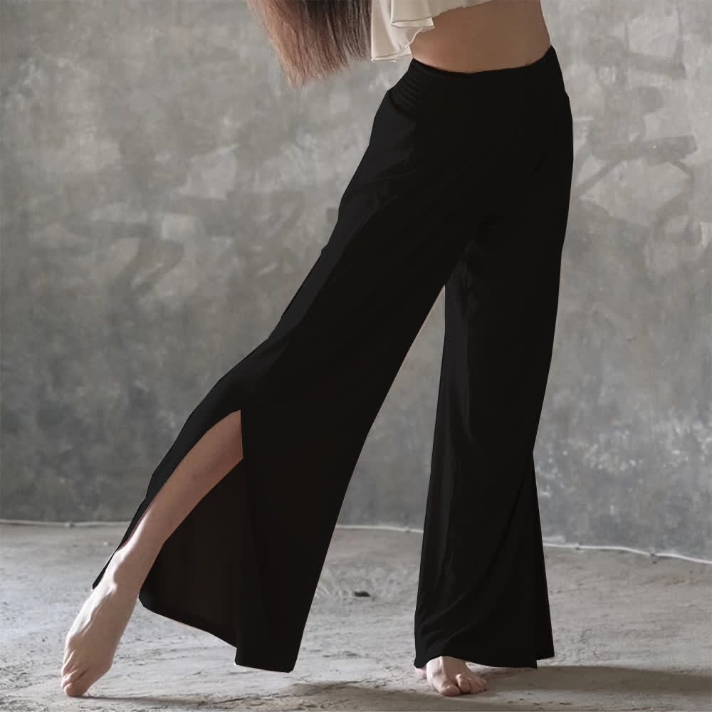 Pantaloni da yoga con spacchi a vita alta e gamba larga in cotone Olivenorma - Nero - Taglia unica - image 6