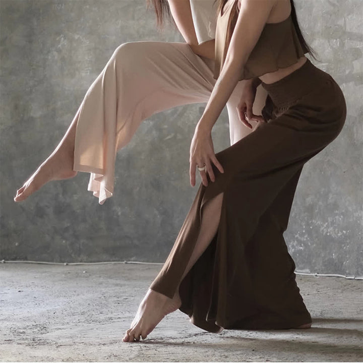 Pantaloni da yoga con spacchi a vita alta e gamba larga in cotone Olivenorma - image 11