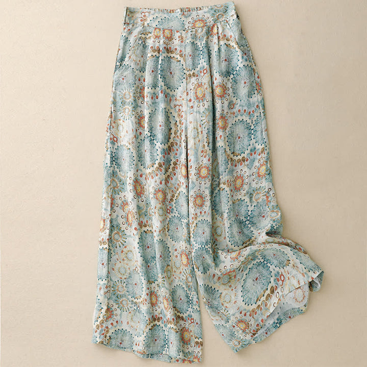 Pantaloni casual larghi e cropped con stampa vintage Olivenorma - image 3