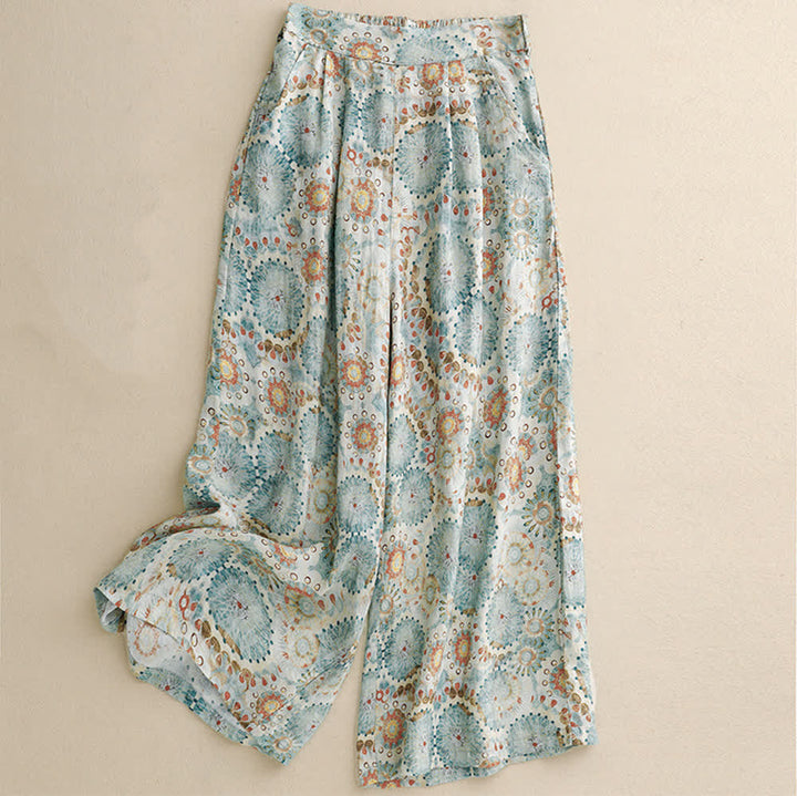 Pantaloni casual larghi e cropped con stampa vintage Olivenorma - 2XL - image 1