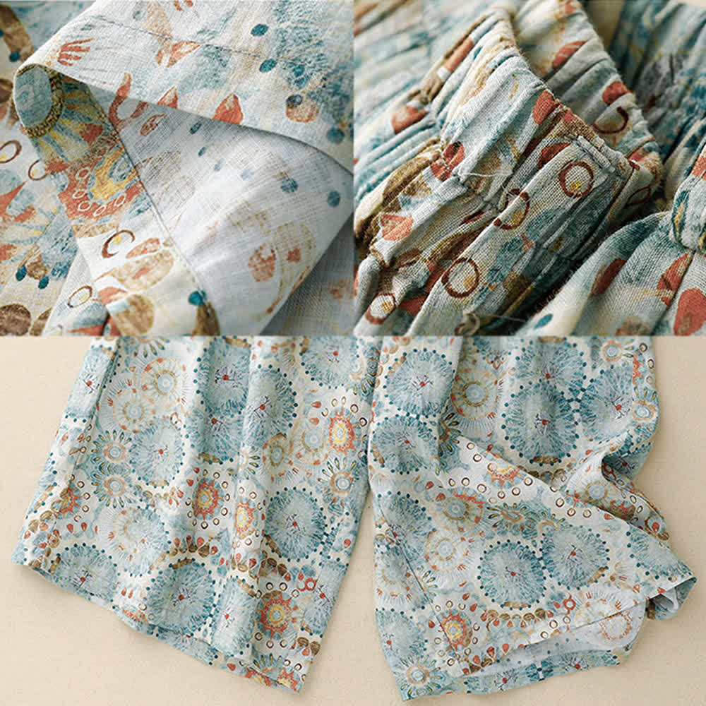 Pantaloni casual larghi e cropped con stampa vintage Olivenorma - image 7