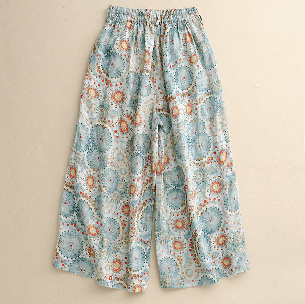 Pantaloni casual larghi e cropped con stampa vintage Olivenorma - image 2