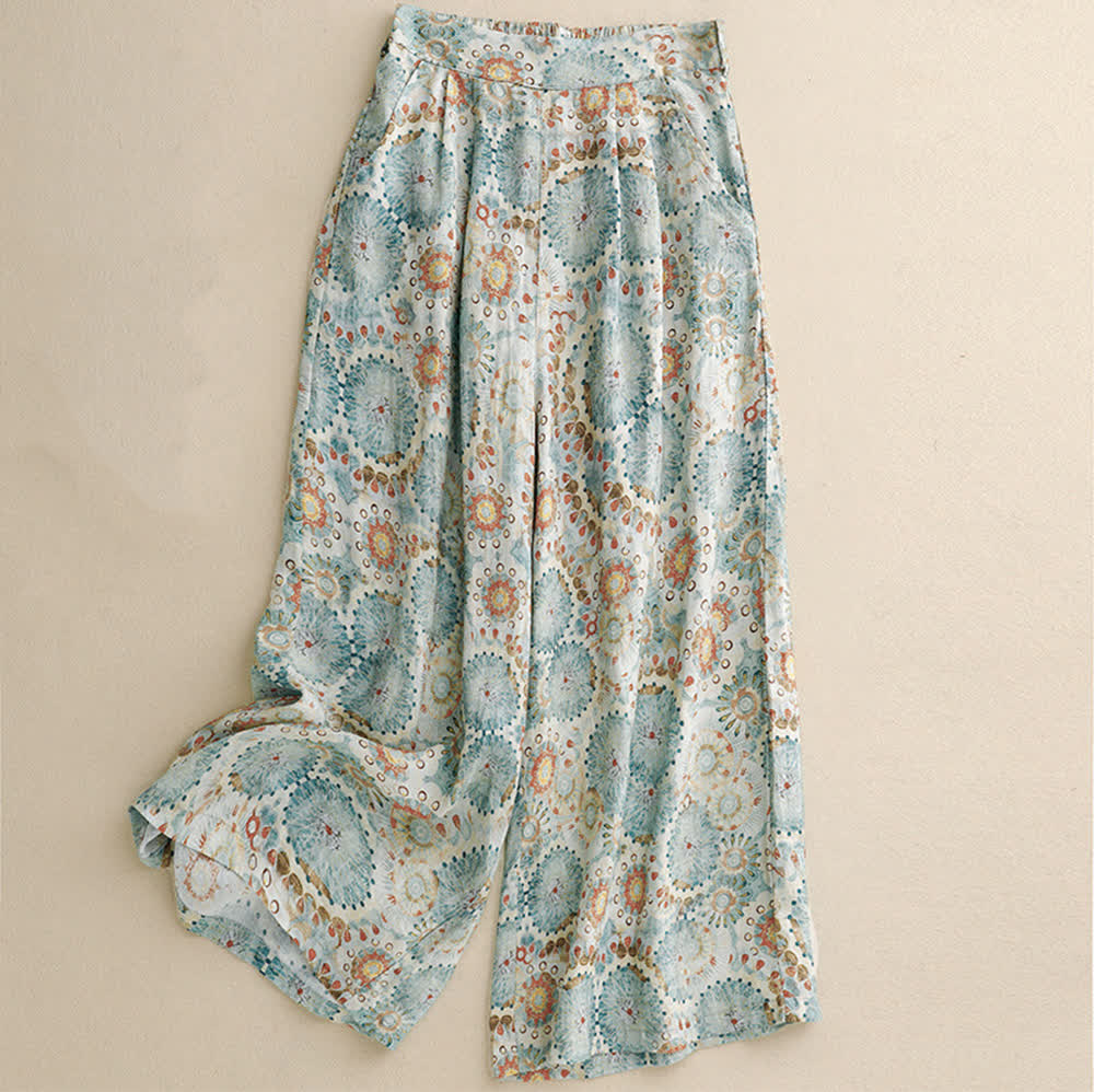 Pantaloni casual larghi e cropped con stampa vintage Olivenorma - 2XL - image 0