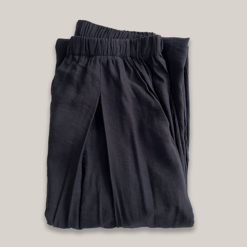 Pantaloni da yoga larghi e larghi in cotone e lino Tencel Olivenorma - Nero - L - image 3