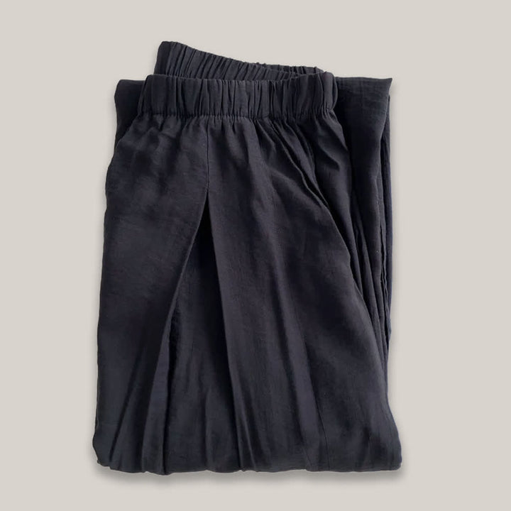 Pantaloni da yoga larghi e larghi in cotone e lino Tencel Olivenorma - Nero - L - image 3