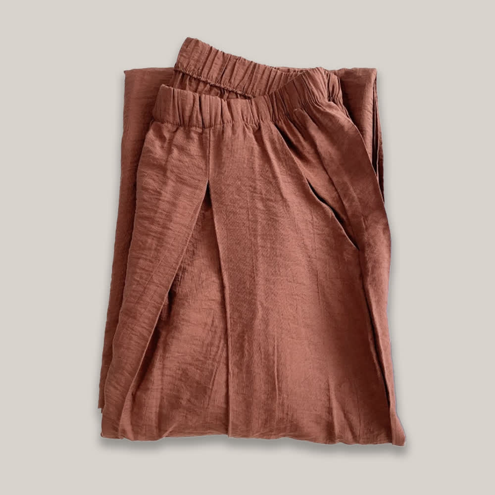 Pantaloni da yoga larghi e larghi in cotone e lino Tencel Olivenorma - Rosso mattone - L - image 7