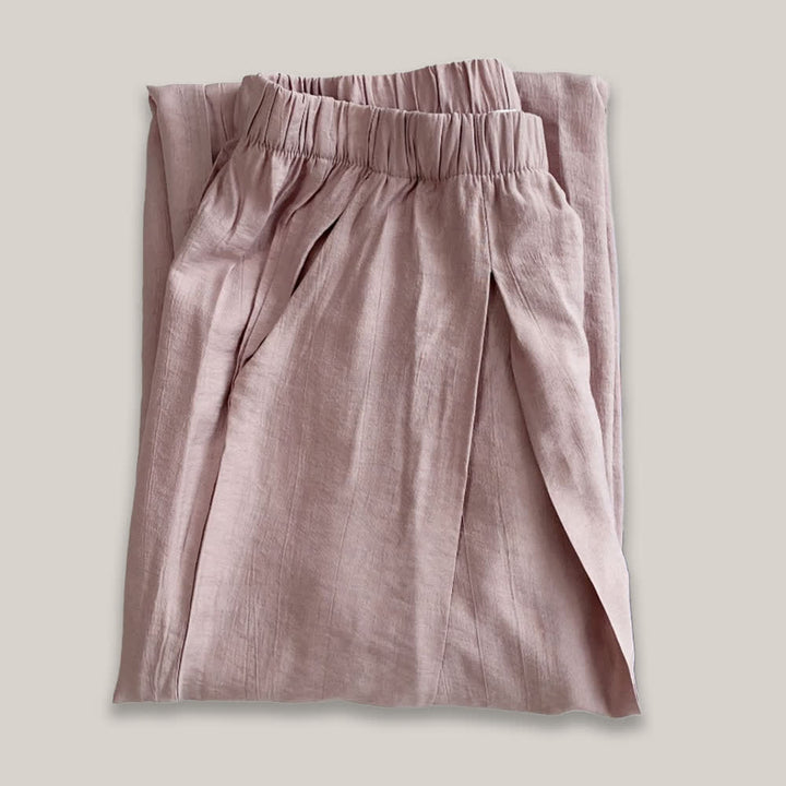Pantaloni da yoga larghi e larghi in cotone e lino Tencel Olivenorma - Rosa - L - image 6