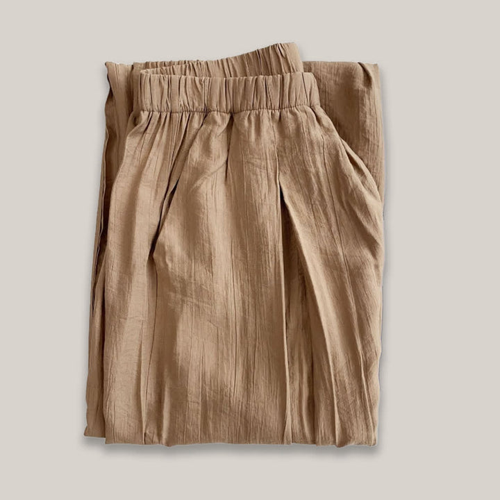 Pantaloni da yoga larghi e larghi in cotone e lino Tencel Olivenorma - Cachi - L - image 5