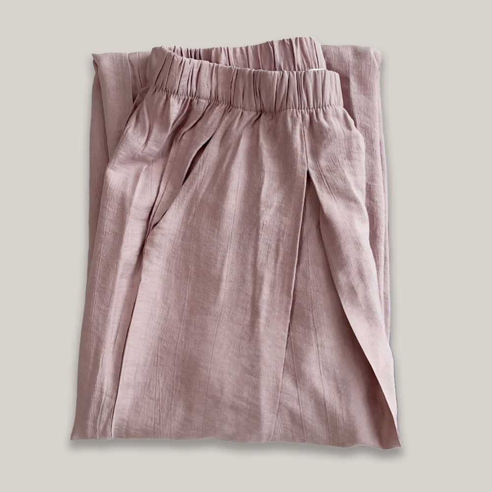 Pantaloni da yoga larghi e larghi in cotone e lino Tencel Olivenorma - Rosa - L - image 5