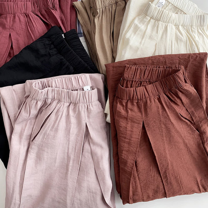 Pantaloni da yoga larghi e larghi in cotone e lino Tencel Olivenorma - image 14