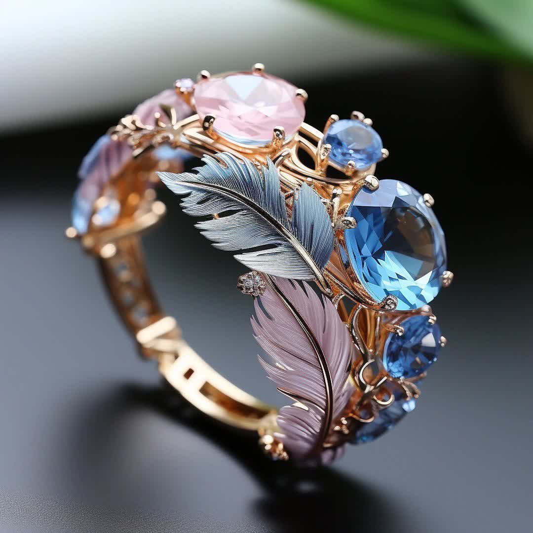 Anello con piuma di cristallo "Ali dell'alba" Olivenorma - Stati Uniti 10 - image 1
