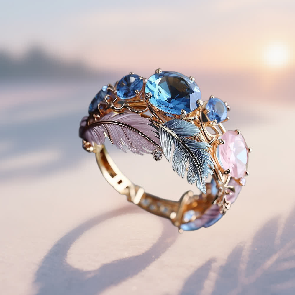 Anello con piuma di cristallo "Ali dell'alba" Olivenorma - image 4