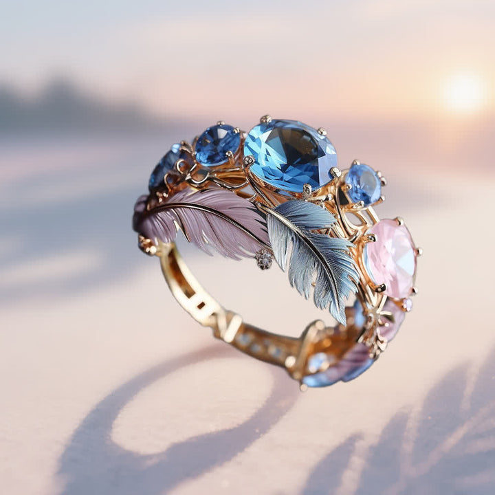 Anello con piuma di cristallo "Ali dell'alba" Olivenorma - image 4