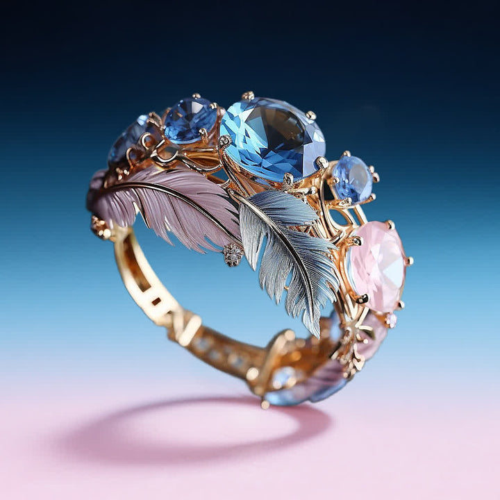 Anello con piuma di cristallo "Ali dell'alba" Olivenorma - image 5
