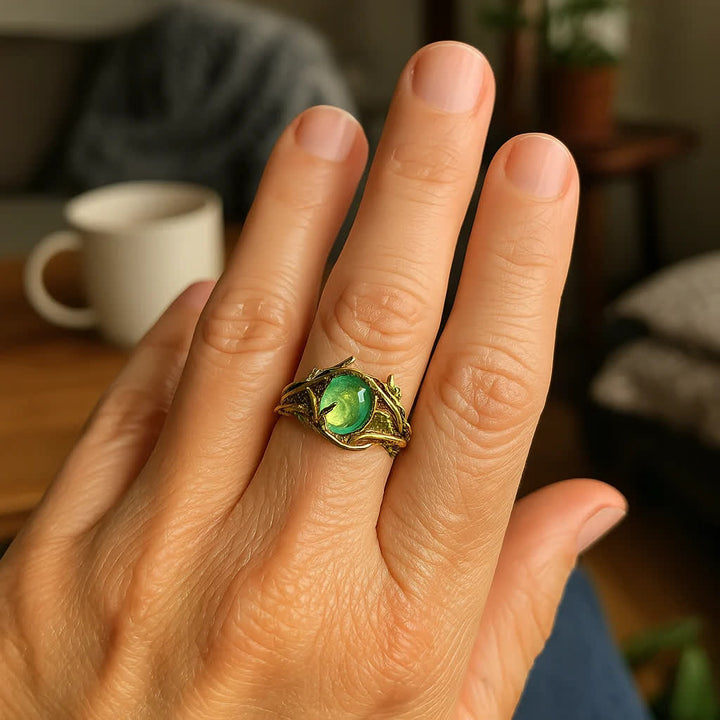 Anello naturale in opale verde Olivenorma "Verdant Oath" - image 2