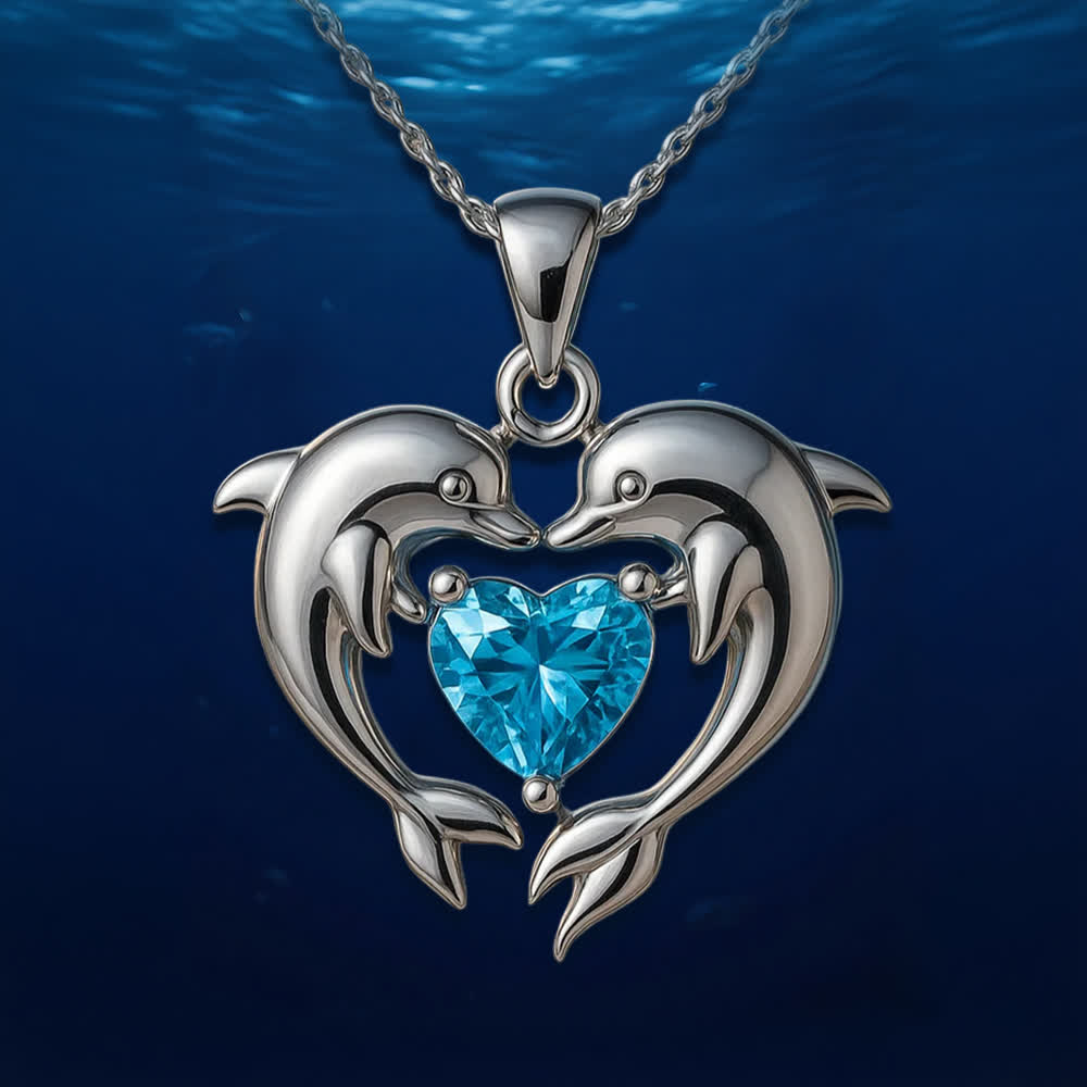 Olivenorma Guardiani del cuore dell'oceano - Collana delfino e sirena - Doppio Cuore Delfino - image 6