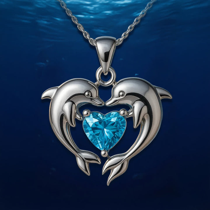 Olivenorma Guardiani del cuore dell'oceano - Collana delfino e sirena - Doppio Cuore Delfino - image 6