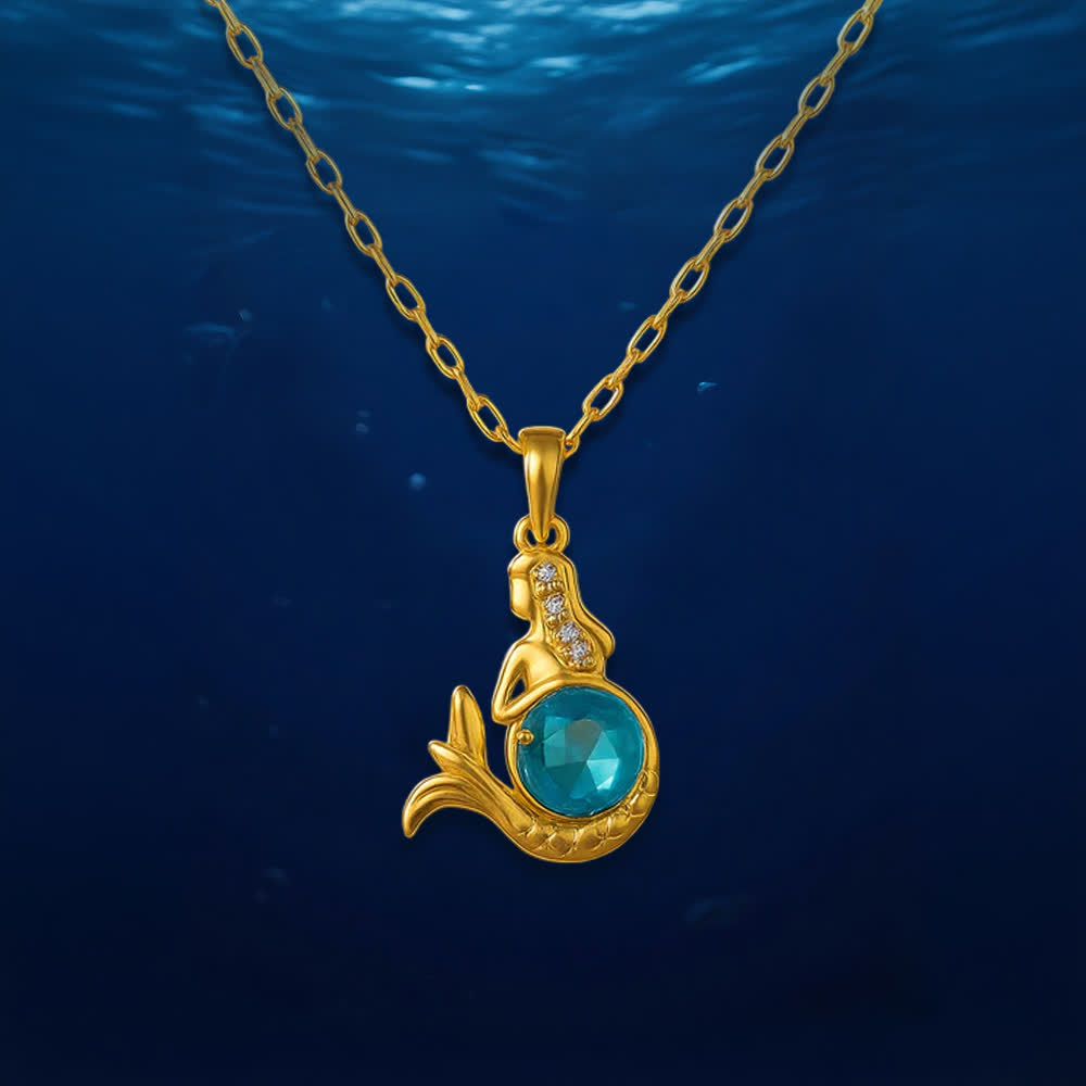 Olivenorma Guardiani del cuore dell'oceano - Collana delfino e sirena - Cristallo blu sirena dorata - image 16