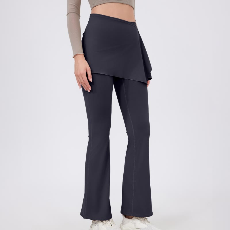 Olivenorma - Leggings a gamba larga e svasati, 2 pezzi, copri fianchi e pantaloni da yoga - Grigio - XL - image 16