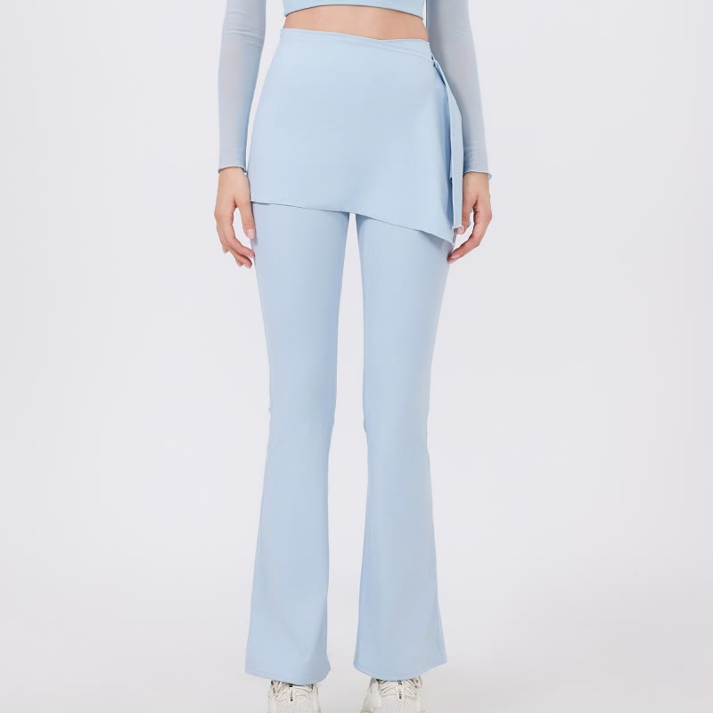 Olivenorma - Leggings a gamba larga e svasati, 2 pezzi, copri fianchi e pantaloni da yoga - AzzurroCielo Chiaro - XL - image 5