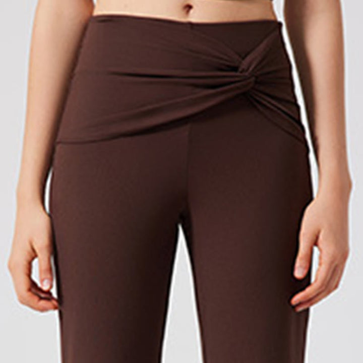 Olivenorma Pantaloni da yoga a gamba larga, casual, con nodo, da lavoro - image 3