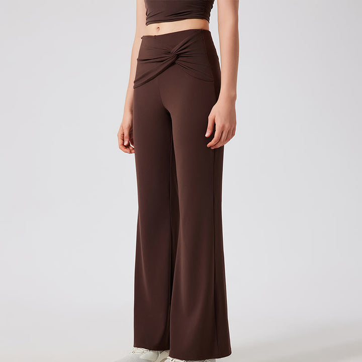 Olivenorma Pantaloni da yoga a gamba larga, casual, con nodo, da lavoro - Caffè - XL - image 1