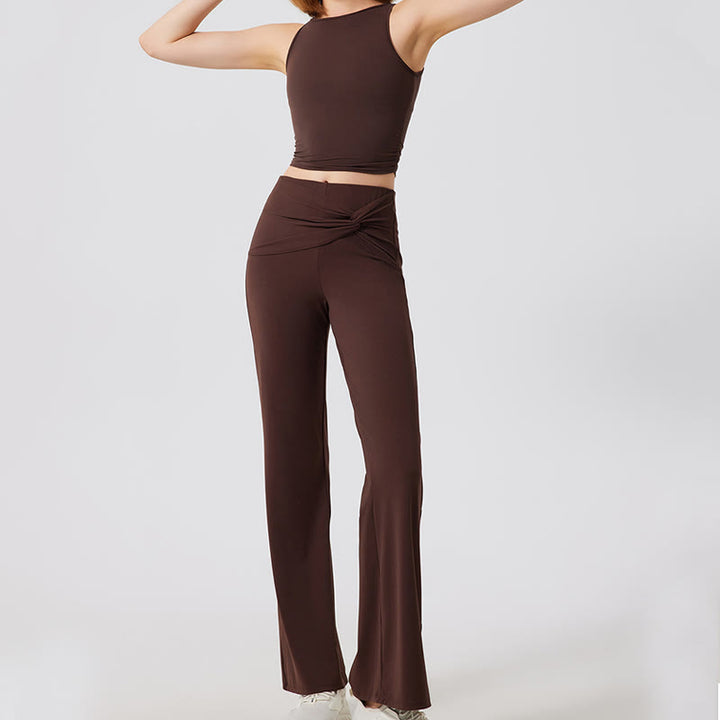 Olivenorma Pantaloni da yoga a gamba larga, casual, con nodo, da lavoro - image 3
