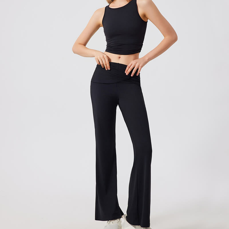 Olivenorma Pantaloni da yoga a gamba larga, casual, con nodo, da lavoro - image 14