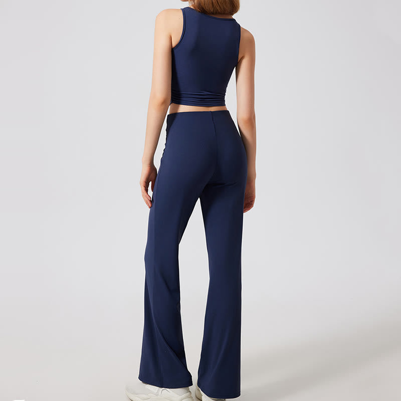 Olivenorma Pantaloni da yoga a gamba larga, casual, con nodo, da lavoro - image 7