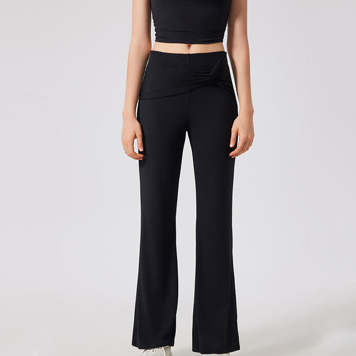 Olivenorma Pantaloni da yoga a gamba larga, casual, con nodo, da lavoro - image 12