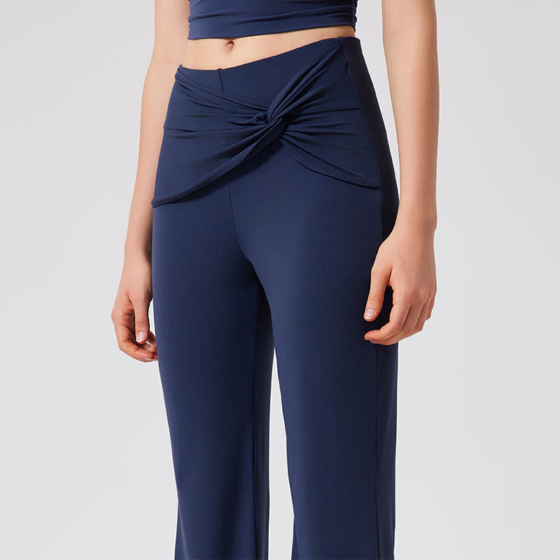 Olivenorma Pantaloni da yoga a gamba larga, casual, con nodo, da lavoro - image 9