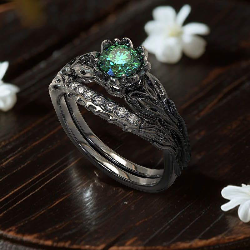 Anello fiorito di asfodelo di Persefone Olivenorma - Smeraldo - Stati Uniti 11 - image 1