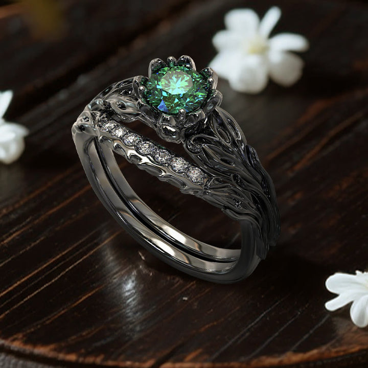 Anello fiorito di asfodelo di Persefone Olivenorma - Smeraldo - Stati Uniti 11 - image 1