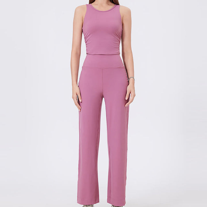 Olivenorma Pantaloni da yoga elasticizzati versatili a vita media con taglio dritto - image 3