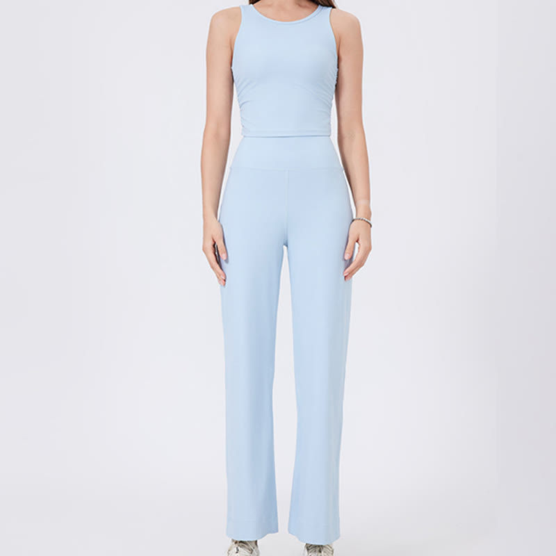 Olivenorma Pantaloni da yoga elasticizzati versatili a vita media con taglio dritto - image 9