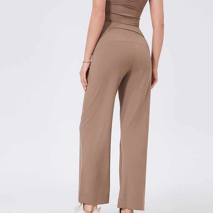 Olivenorma Pantaloni da yoga elasticizzati versatili a vita media con taglio dritto - image 14