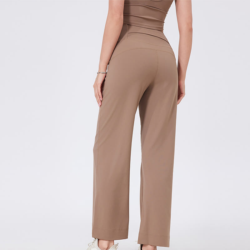 Olivenorma Pantaloni da yoga elasticizzati versatili a vita media con taglio dritto - image 15
