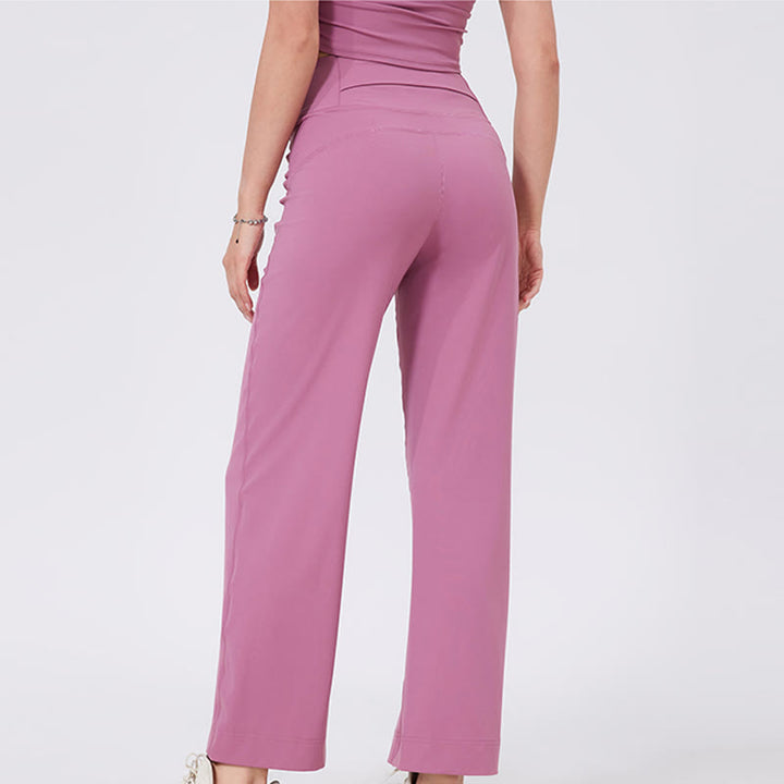 Olivenorma Pantaloni da yoga elasticizzati versatili a vita media con taglio dritto - image 1