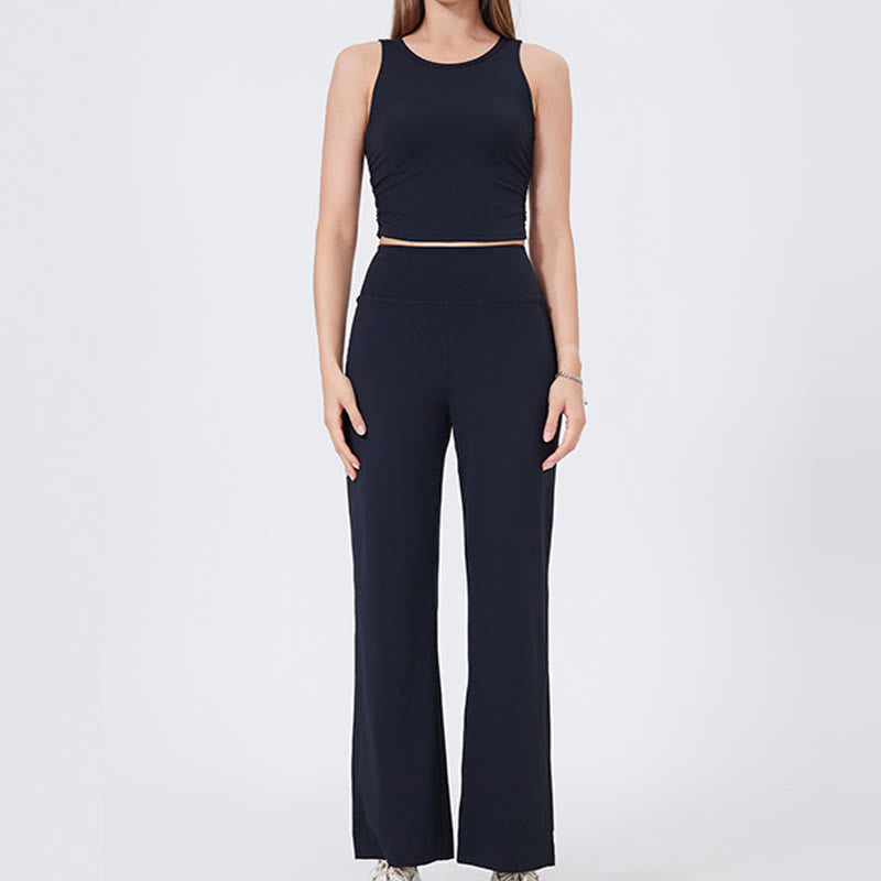 Olivenorma Pantaloni da yoga elasticizzati versatili a vita media con taglio dritto - image 24