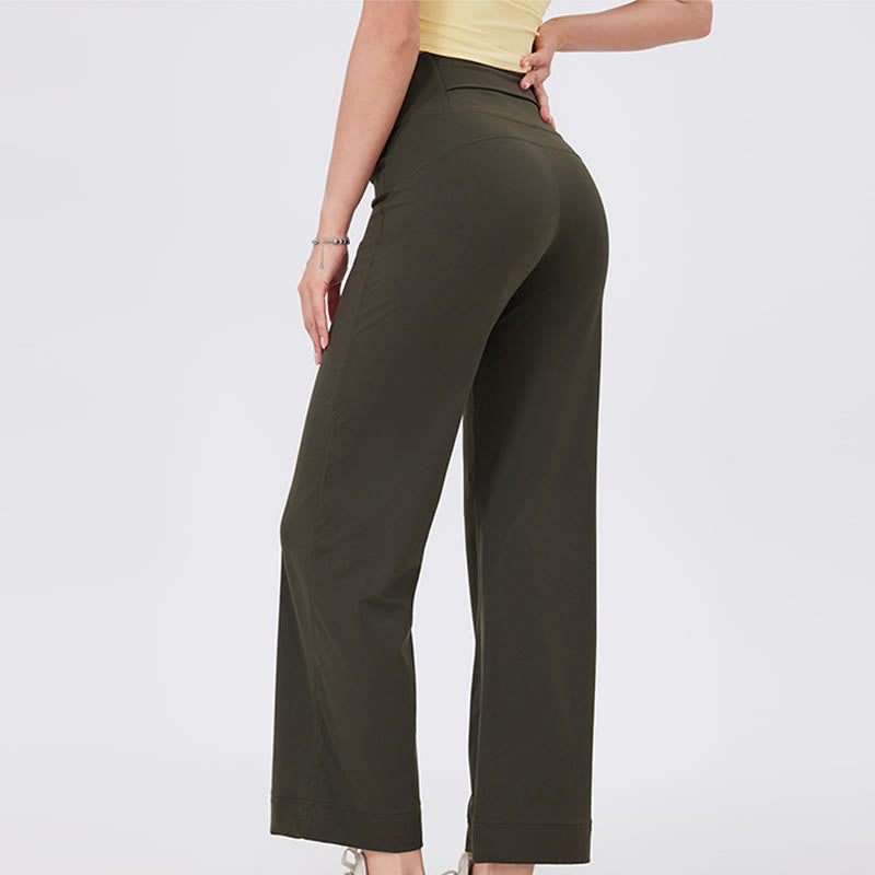 Olivenorma Pantaloni da yoga elasticizzati versatili a vita media con taglio dritto - image 16