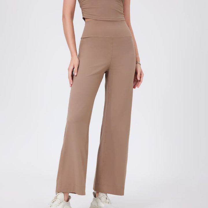 Olivenorma Pantaloni da yoga elasticizzati versatili a vita media con taglio dritto - Cachi - XL - image 12
