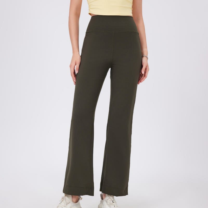 Olivenorma Pantaloni da yoga elasticizzati versatili a vita media con taglio dritto - Verde oliva - XL - image 15