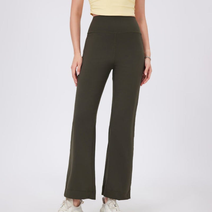 Olivenorma Pantaloni da yoga elasticizzati versatili a vita media con taglio dritto - Verde oliva - XL - image 15