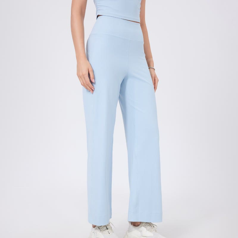 Olivenorma Pantaloni da yoga elasticizzati versatili a vita media con taglio dritto - Azzurro chiaro - XL - image 5