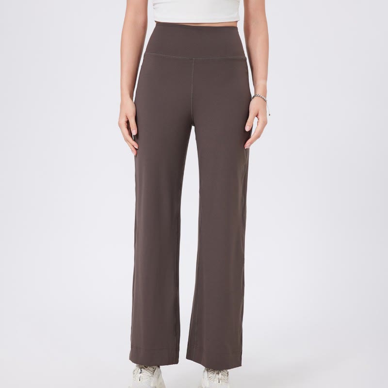 Olivenorma Pantaloni da yoga elasticizzati versatili a vita media con taglio dritto - Marrone - XL - image 19