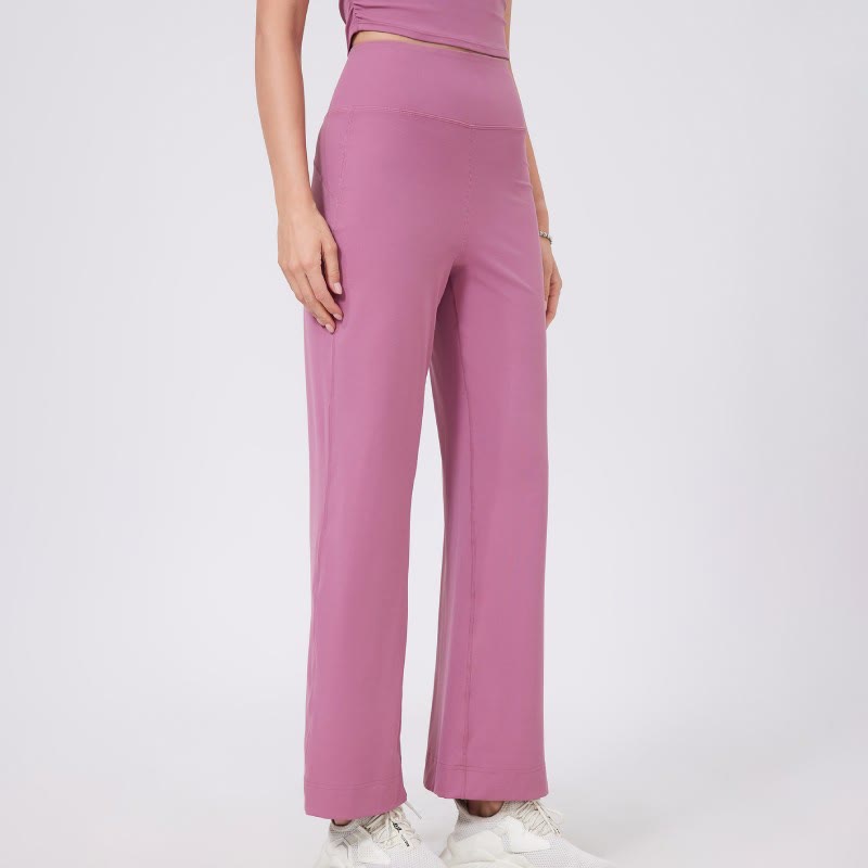 Olivenorma Pantaloni da yoga elasticizzati versatili a vita media con taglio dritto - Rosa - XL - image 0