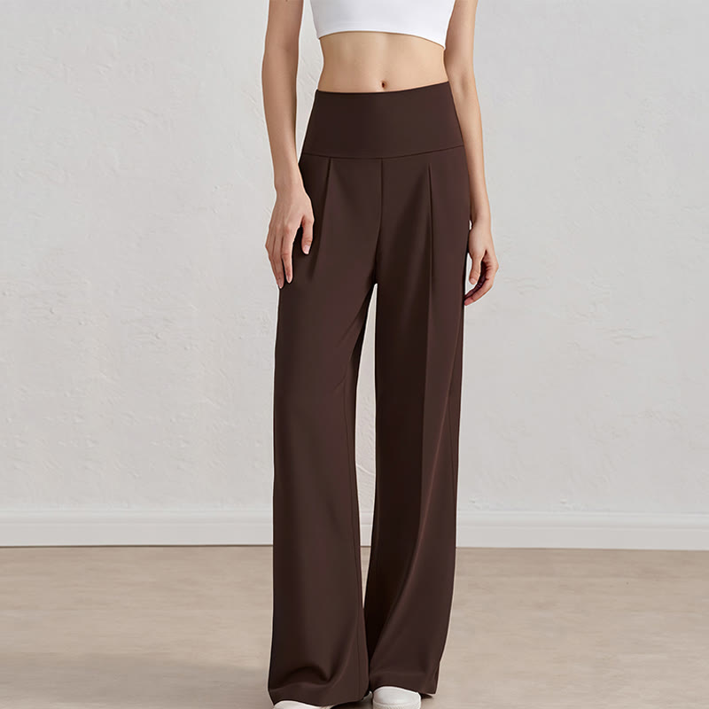 Olivenorma Pantaloni a gamba larga Pantaloni casual elasticizzati Pantaloni da salotto Pantaloni da yoga - Marrone - XL - image 8