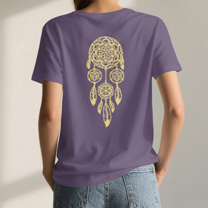 Olivenorma Flower Of Life, maglietta con stampa geometrica acchiappasogni e scollo a V, per allontanare il male - image 3